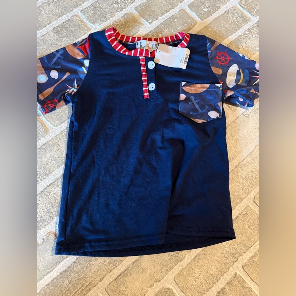 Navy Blue Nautical Kids Tee